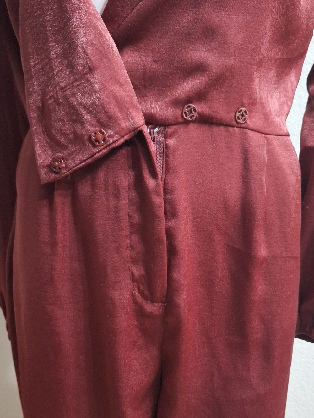 Glam Shimmering Burgundy Dressy Romper